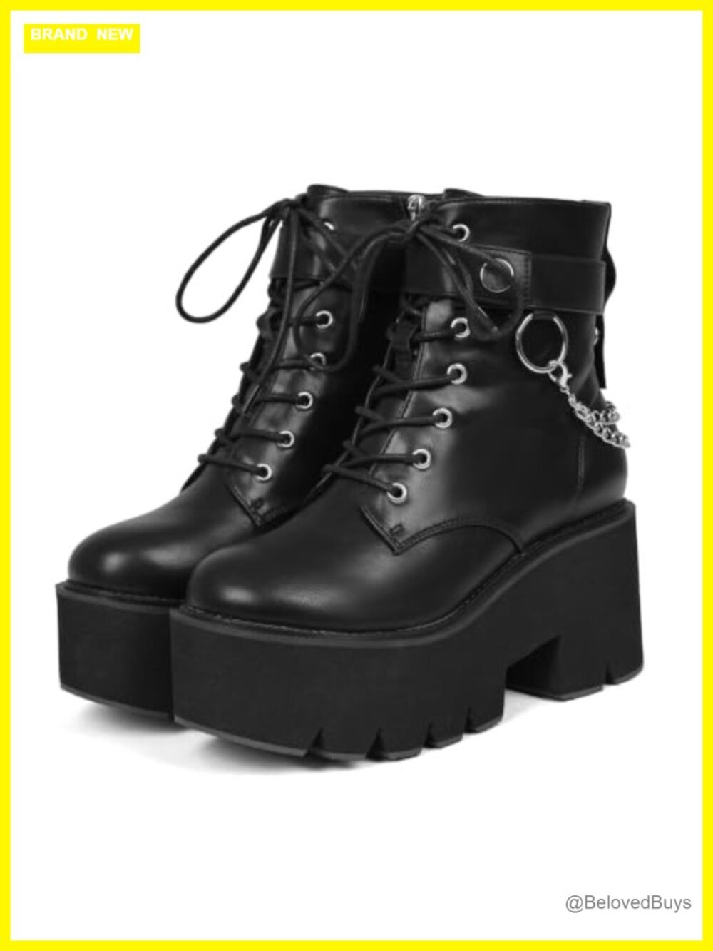 Women's Platform Ankle Combat Boots Faux Leather Wedge Heel